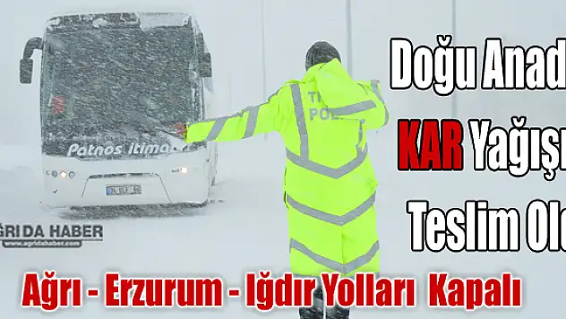Doğu Anadolu Kar'a Teslim Ağrı-Erzurum-Iğdır Yolları Kapalı