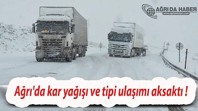 Ağrı'da kar yağışı ve tipi ulaşımı aksaktı !