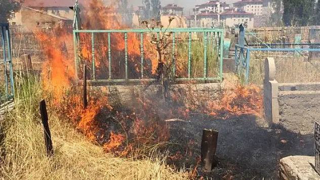 Ağrı'da Mezarlıkta Çıkan Yangın'da çok sayıda Kabir Zarar  gördü