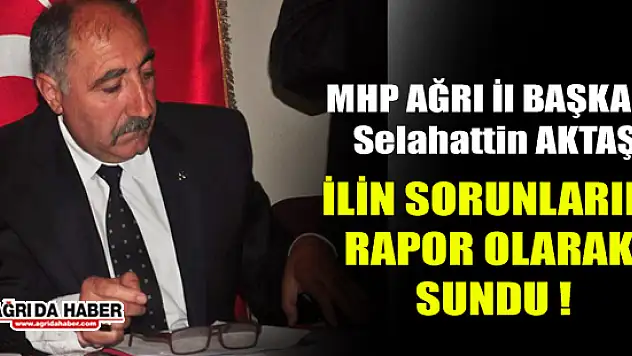 MHP Ağrı İl Başkanı Selahattin Aktaş Ağrı'nın Sorunları için rapor sundu