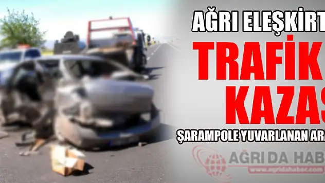 Ağrı Eleşkirt'te Otomobil Şarampole Yuvarlandı
