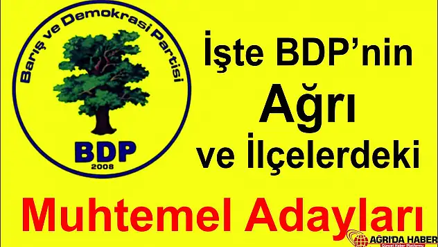 BDP'nin Ağrı ve İlçelerindeki Muhtemel Adayları