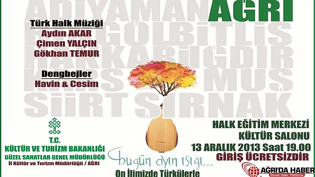 Ağrı'da Halk Müziği Konseri Düzenlenecek