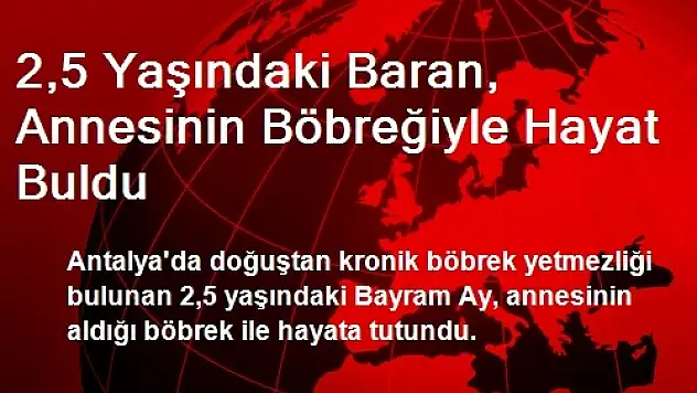 2,5 Yaşındaki Baran, Annesinin Böbreğiyle Hayat Buldu