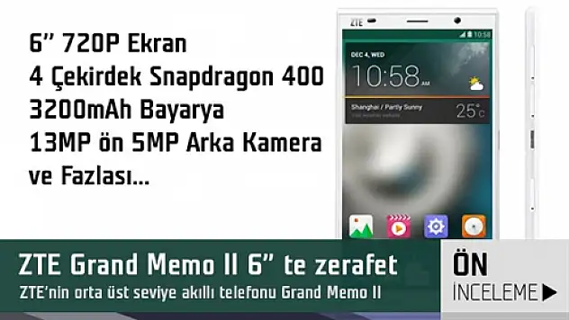 Zte Grand Memo 2 '6' Te Zerafet' Video Ön İnceleme