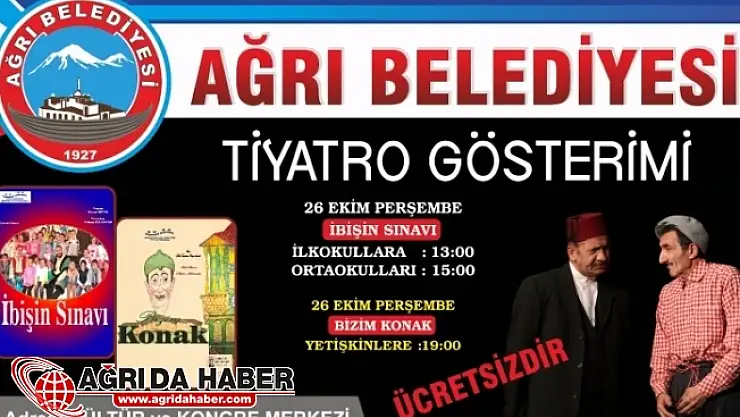 Ağrı Belediyesinden Ücretsiz Tiyatro Gösterimi