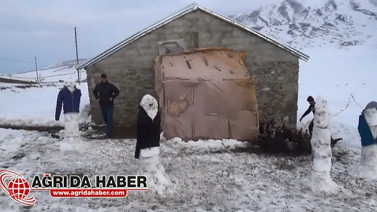 Tilki Saldırısından Hindilerini korumak için kardan adam yaptı