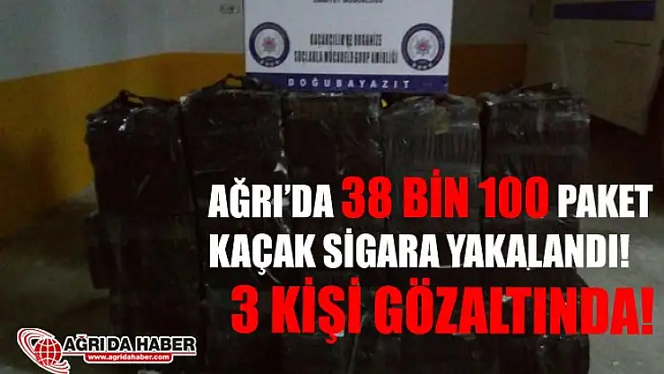 Ağrı'da 38 Bin 100 Paket Kaçak Sigara Yakalandı! 3 Kişi Gözaltında!