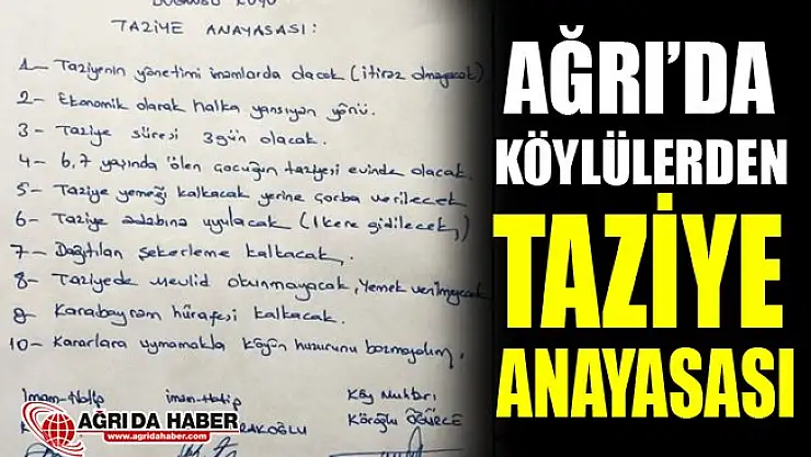 Ağrılı Köylüler 'Taziye Anayasası' Çıkardı
