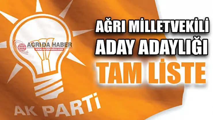 Ağrı Ak Parti Milletvekili Aday Adayları Tam Listesi