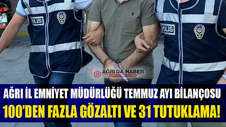 Ağrı'da Temmuz Ayı Emniyet Operasyonları Bilançosu Açıklandı