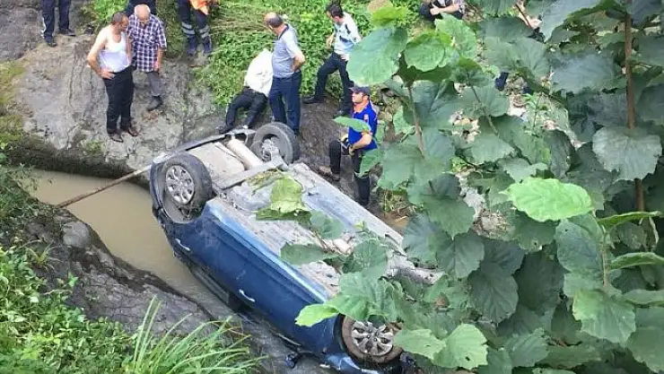 Rize'de Yolda Seyir Halindeki Araç Dereye Düştü