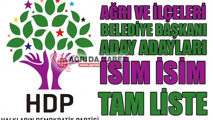 HDP Ağrı ve İlçeleri Belediye Başkan Aday Adayları Tam Liste 2019