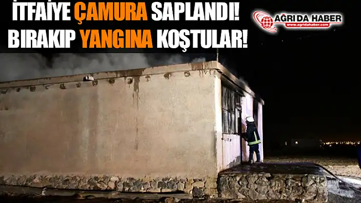 Ağrı Doğubayazıt'ta Yangın! Çamura Saplanan İtfaiyeyi Bırakıp Koştular!