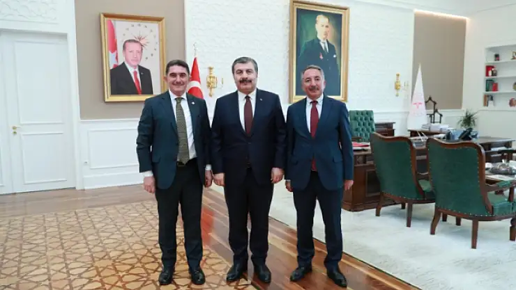 Rektör Karabulut ve Milletvekili Çelebi'den Sağlık Bakanı Fahrettin Koca'ya ziyaret