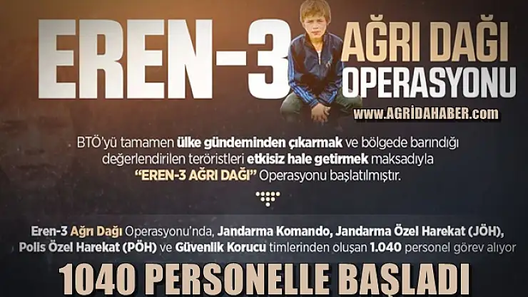1040 Personelle Eren-3 Ağrı Dağı Operasyonu başladı