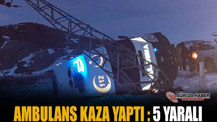 Yoldan Çıkan Ambulans Direğe Çarparak Yan Yattı 5 Yaralı