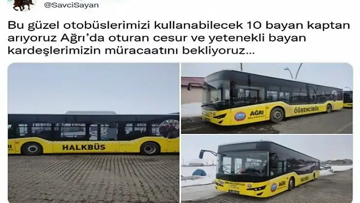 Ağrı Belediyesi 10 Kadın Kaptan Arıyor