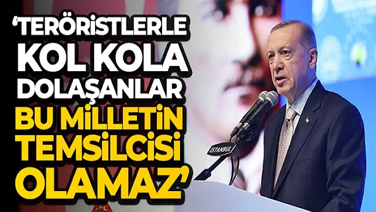 Cumhurbaşkanı Erdoğan: 'Teröristlerle kol kola girip Kandil'de dolaşanlar bu milletin oylarının temsilcisi olamaz'