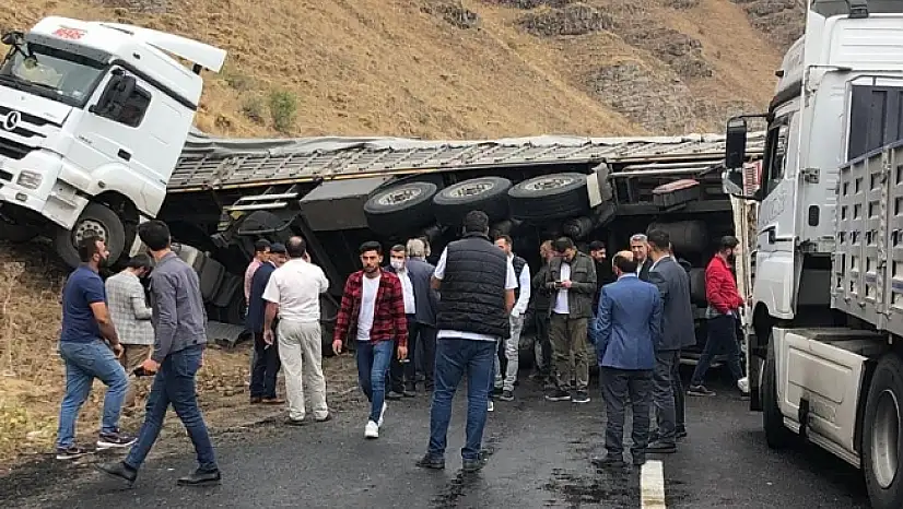 Patnos'ta Zeytin Yüklü Tır Devrildi